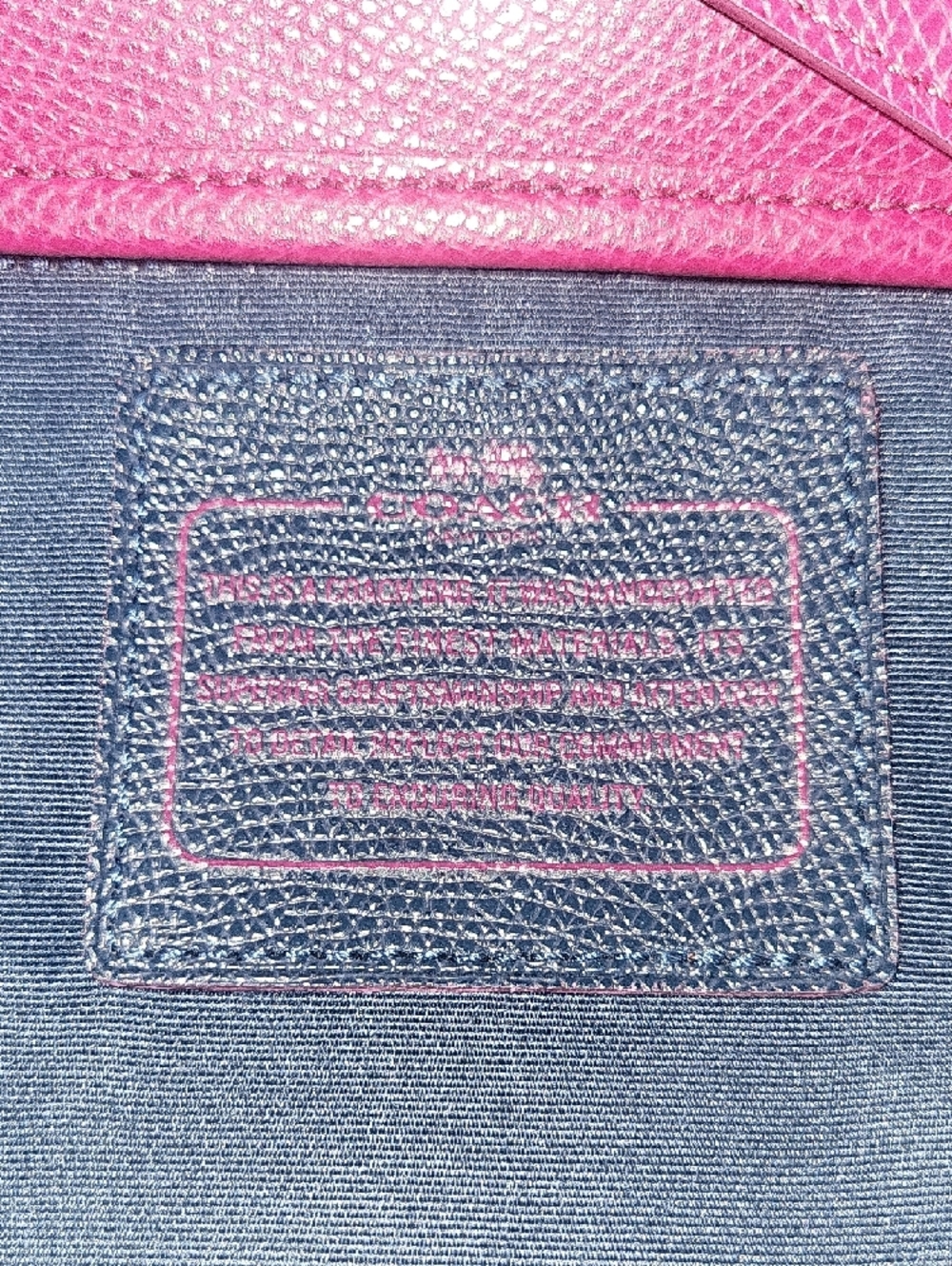 Coach Hot Pink Pebbled Leather Tote with Gold Hardware - Picture 9 of 12